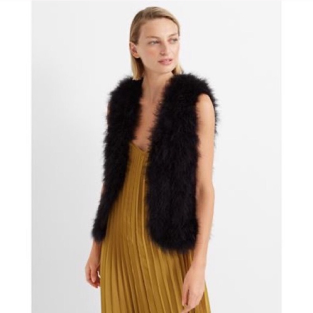 Club Monaco Black Violet Feather Vest - Size M